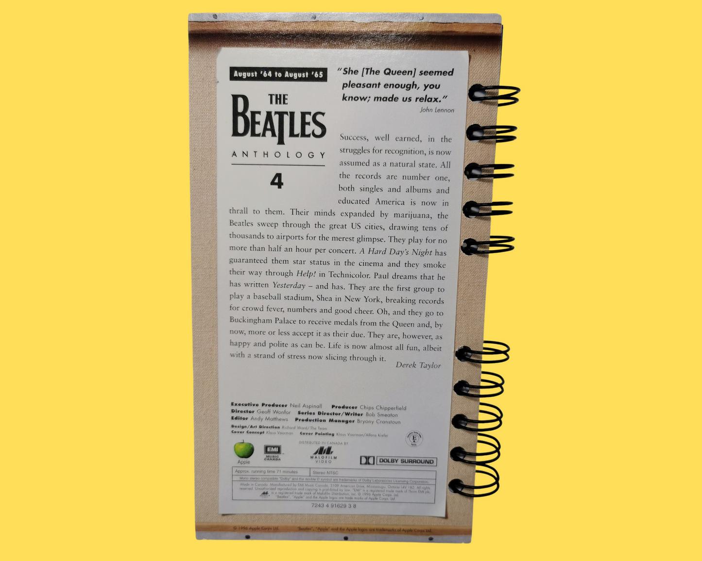 The Beatles Anthology Volumes 2 to 7 VHS Movie Notebook