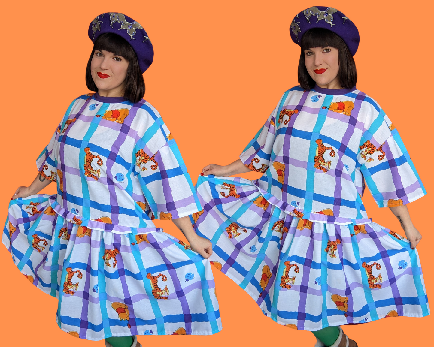 MADE TO ORDER, Handmade, Upcycled Disney Winnie The Pooh Bedsheet T-Shirt Dress Fits Sizes S-M-L-XL or 2XL