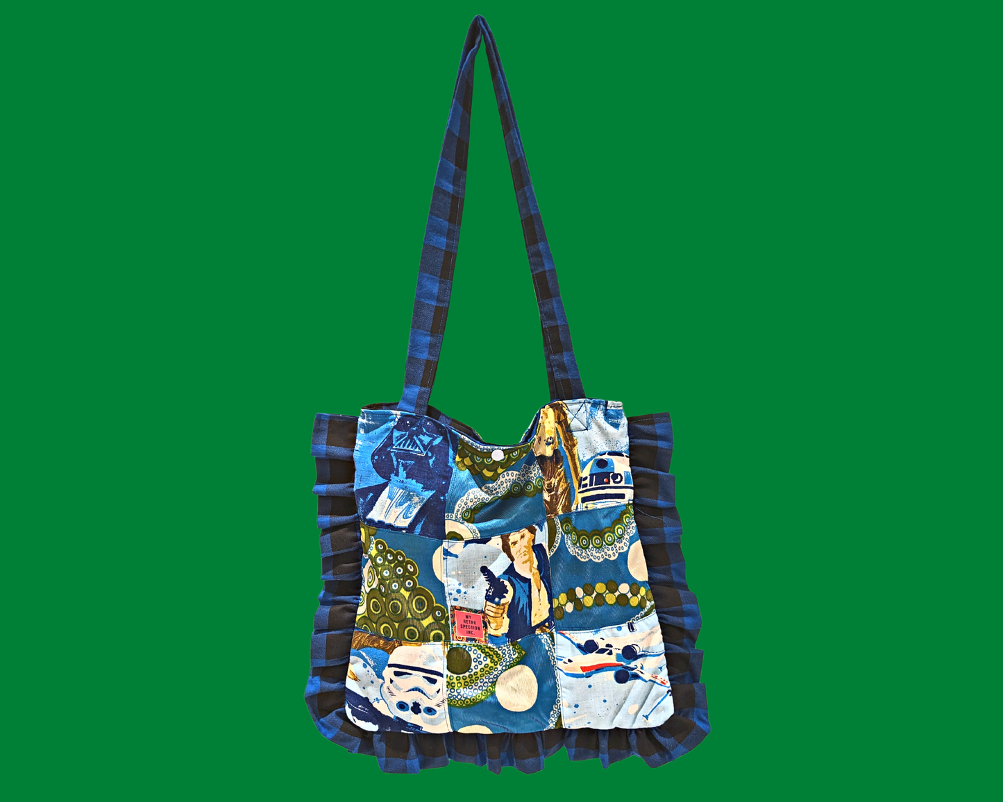 Drap de lit Star Wars recyclé fait à la main + sac fourre-tout en tissu soyeux Groovy vintage des années 1960
