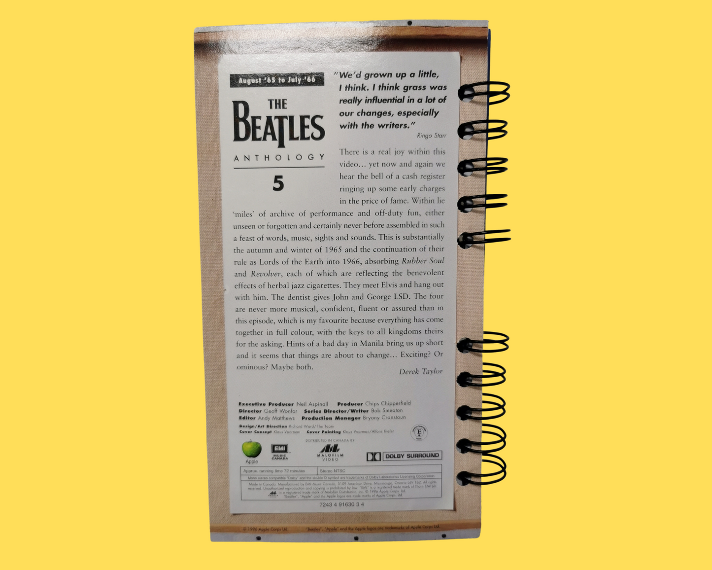 The Beatles Anthology Volumes 2 to 7 VHS Movie Notebook