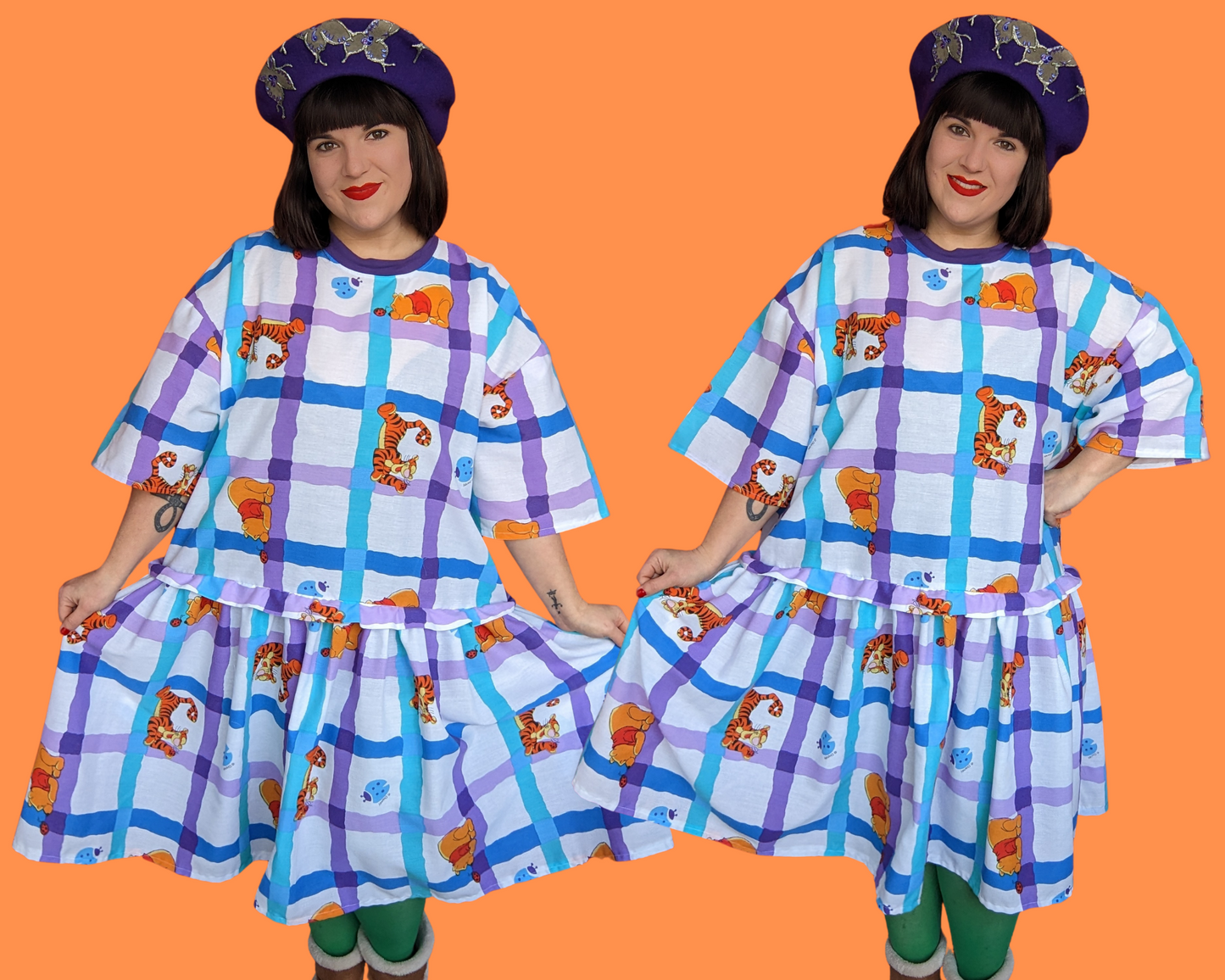 MADE TO ORDER, Handmade, Upcycled Disney Winnie The Pooh Bedsheet T-Shirt Dress Fits Sizes S-M-L-XL or 2XL