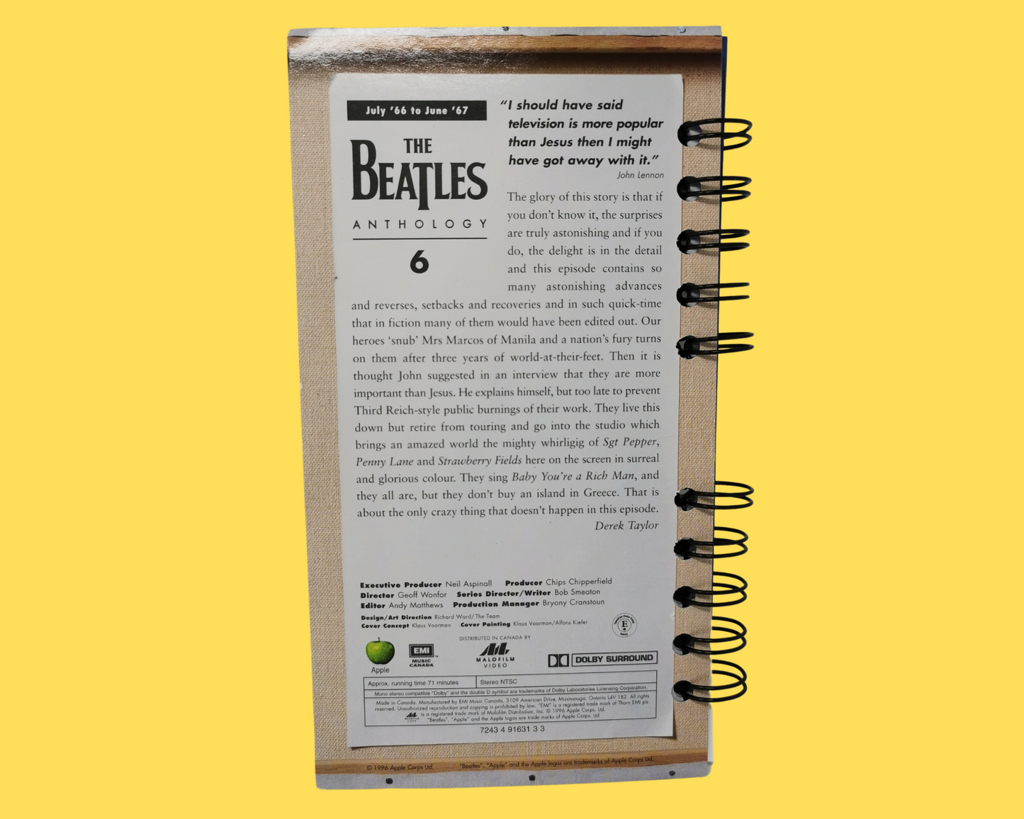 The Beatles Anthology Volumes 2 to 7 VHS Movie Notebook
