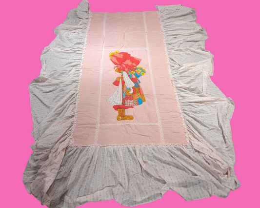 Vintage 1980's Exquisite Holly Hobbie Single Bed Cover