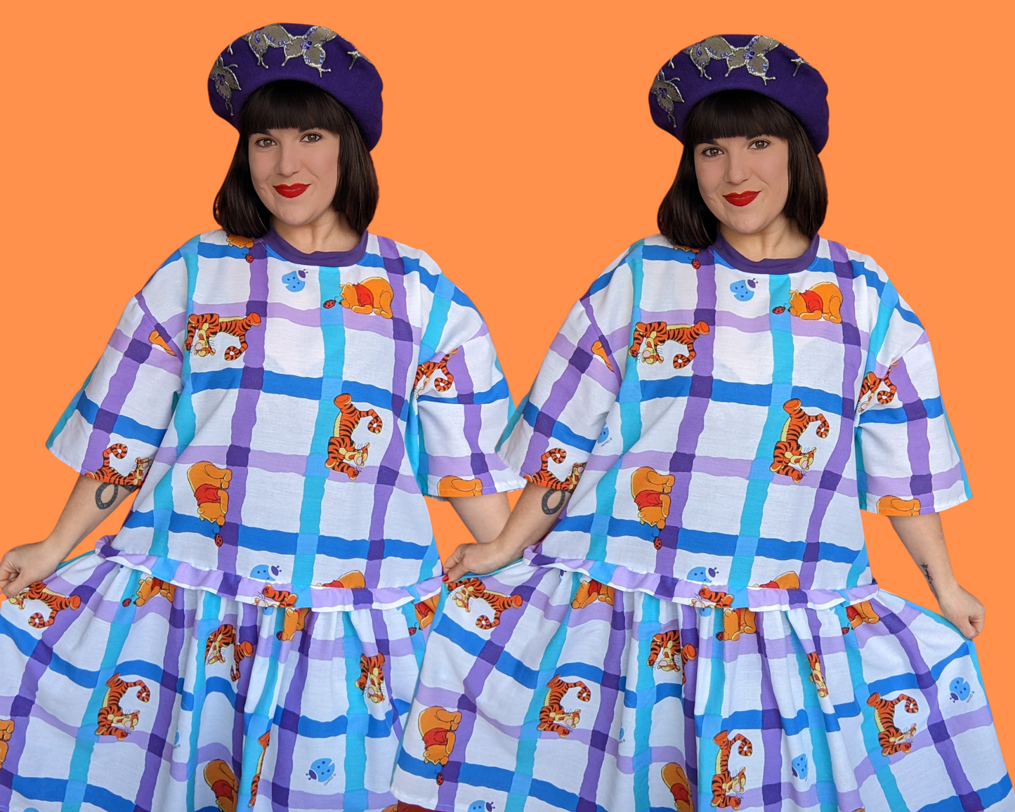 MADE TO ORDER, Handmade, Upcycled Disney Winnie The Pooh Bedsheet T-Shirt Dress Fits Sizes S-M-L-XL or 2XL
