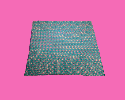 Vintage 1970's Small Handmade Floral Quilt Blanket