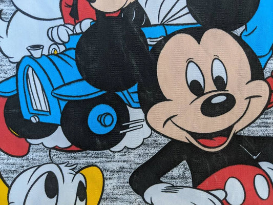 Fait à la main, Upcycled Mickey Mouse & The Gang Dress, Jupe colorée vintage des années 1990 Taille M