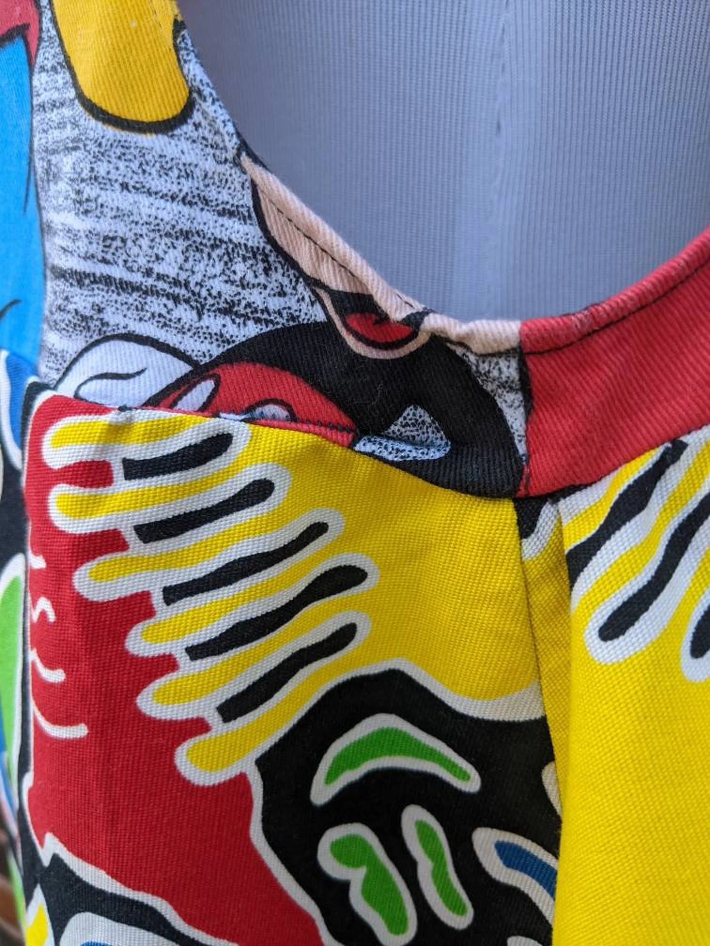 Handmade, Upcycled Mickey Mouse & The Gang Dress, Vintage 1990's Colourful Skirt Size M