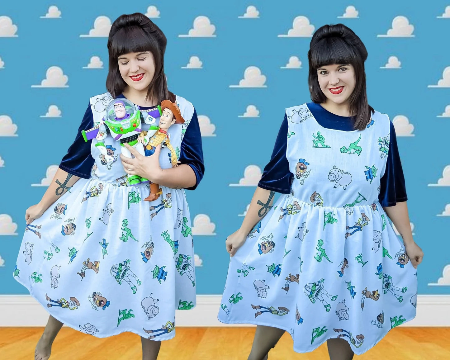 Fait à la main, Upcycled Officiel Toy Story 1995 Bedsheet Robe Taille L-XL