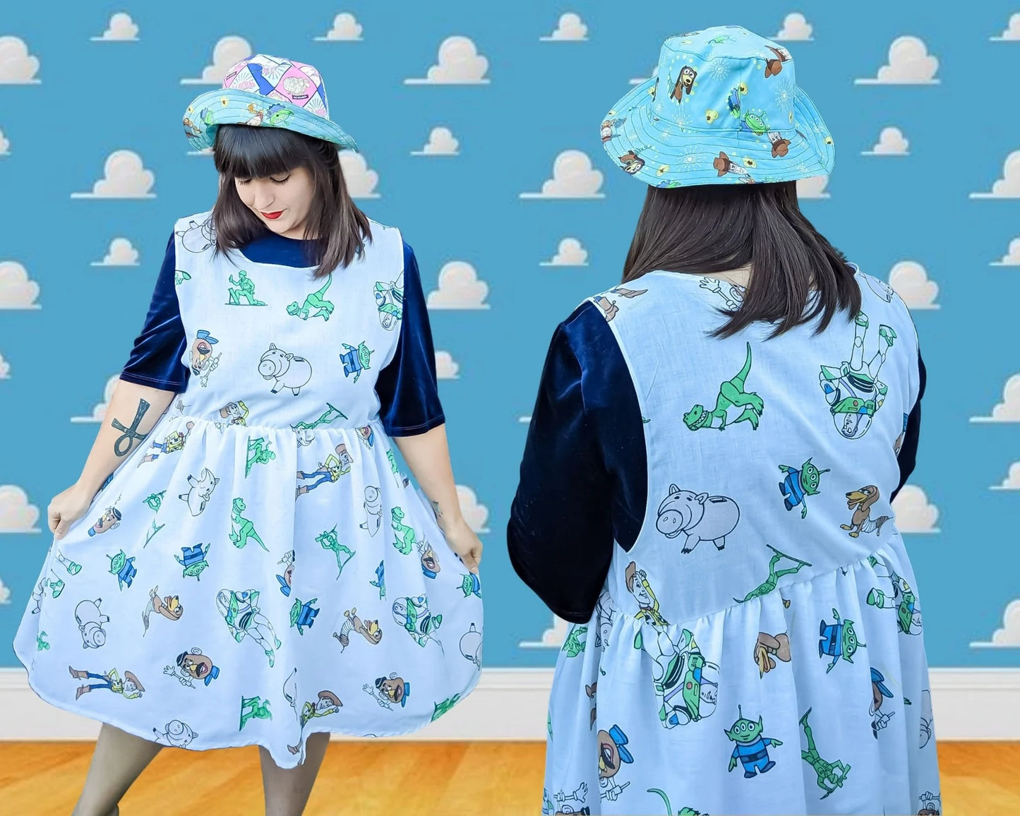 Fait à la main, Upcycled Officiel Toy Story 1995 Bedsheet Robe Taille L-XL