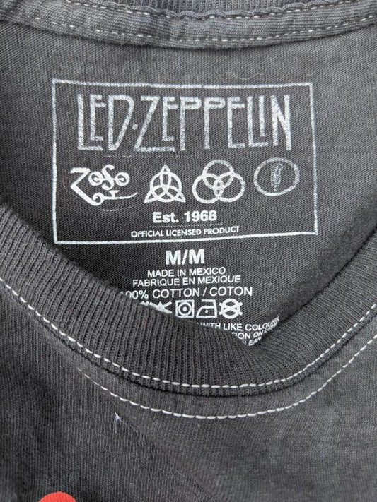 Robe t-shirt Led Zeppelin recyclée à la main, jupe en tissu à carreaux vintage Taille M
