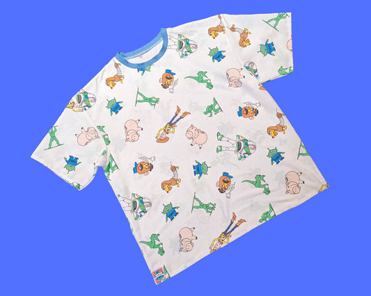 Handmade, Upcycled Vintage 1990's Toy Story Bedsheet T-Shirt Oversized XL