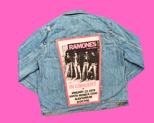 Handmade, Upcycled The Ramones T-Shirt Denim Jacket Size XL