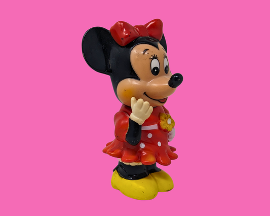 Petite tirelire en plastique Minnie Mouse vintage des années 1980