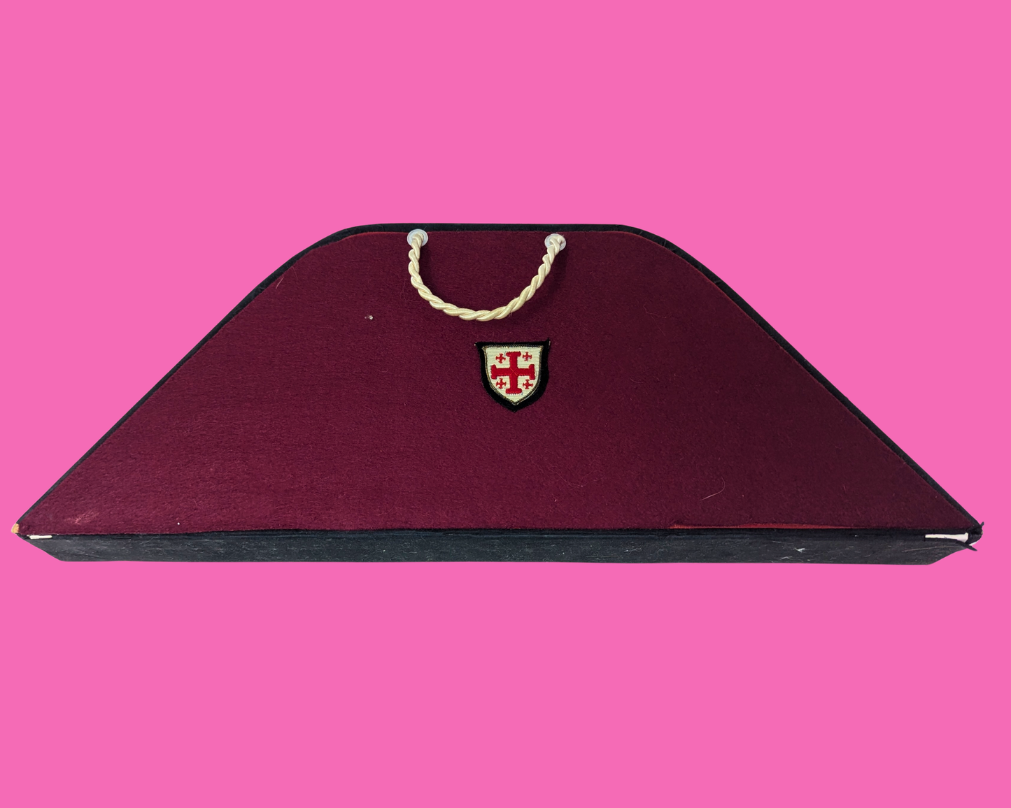 Vintage Les Chevaliers de Colomb Black Hat with Feathers and Original Box