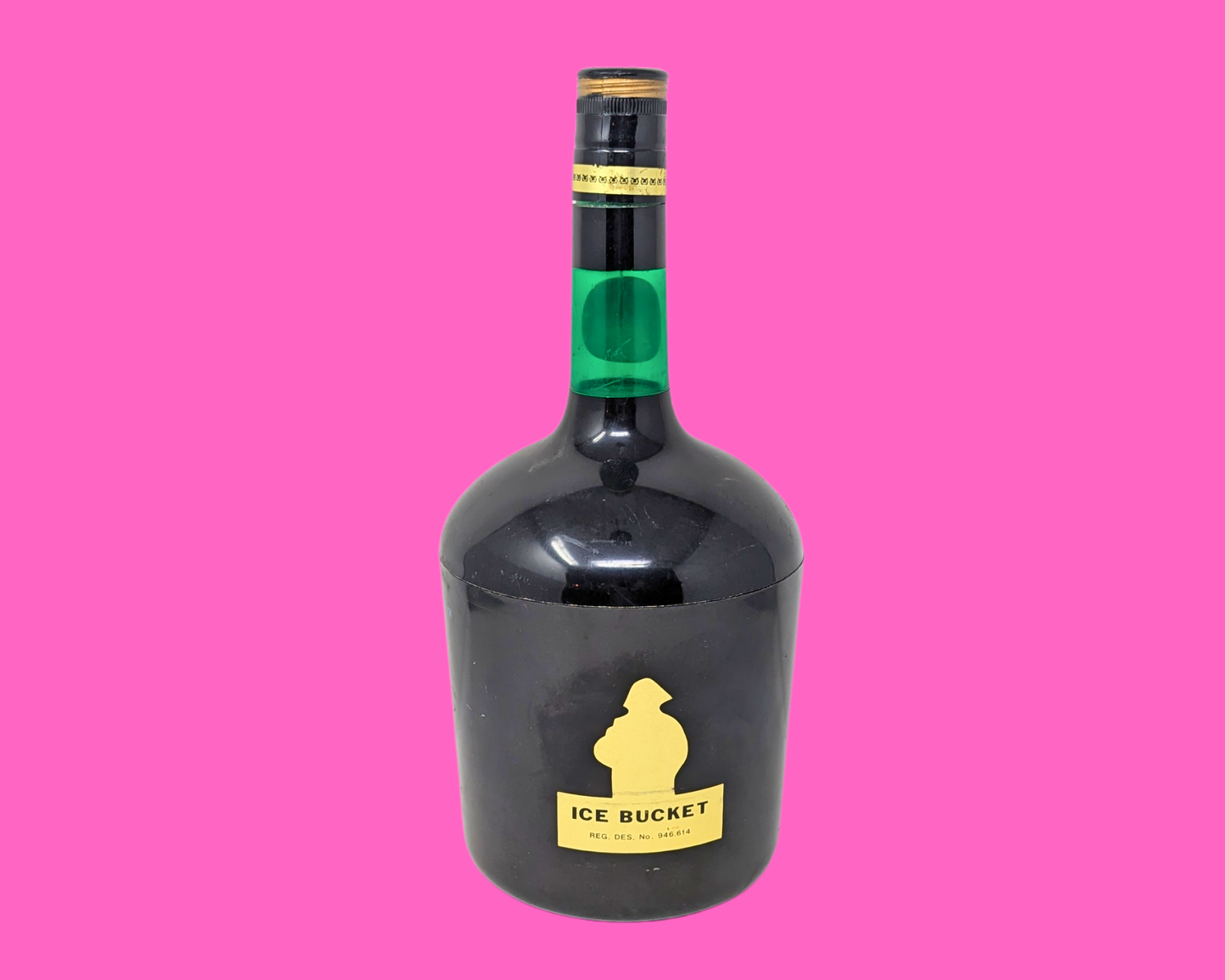 Vintage 1980's Courvoisier The Brandy of Napoleon Cognac Plastic Ice Bucket + Ice Tongs