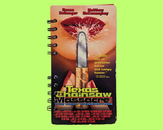 Carnet de notes VHS du film Massacre à la tronçonneuse de nouvelle génération