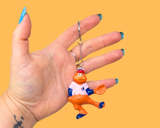 Porte-clés mascotte Youppi! des Expos de Montréal, fait main et recyclé