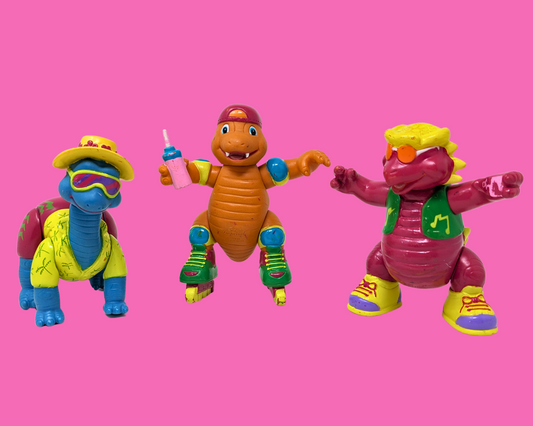 Ensemble de trois figurines de dinosaures vintage de 1992 par Imperal
