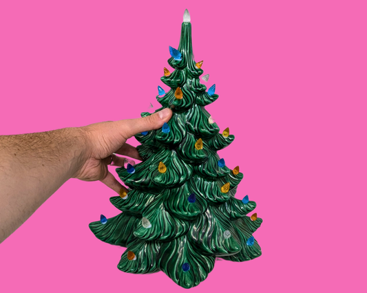 Sapin de Noël décoratif vintage en céramique des années 1970, sans lumière, par Atlantic Molo