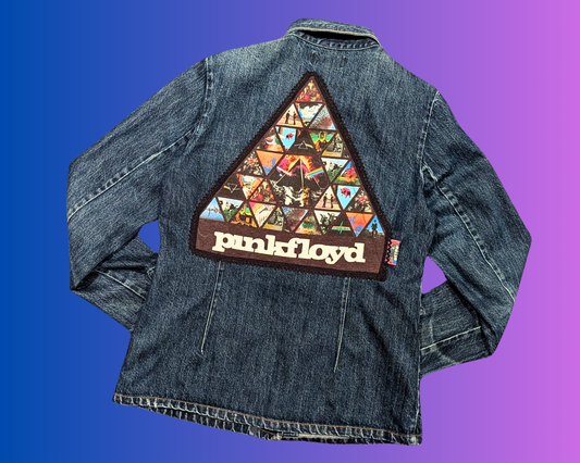 Handmade, Upcycled Pink Floyd Denim Jacket Size M