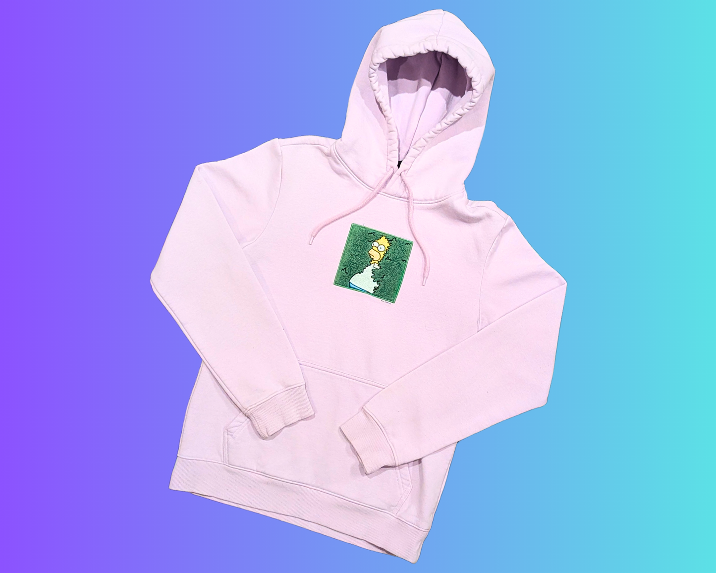Sweat à capuche violet clair Y2K, patch brodé Omer Simpson, taille XS