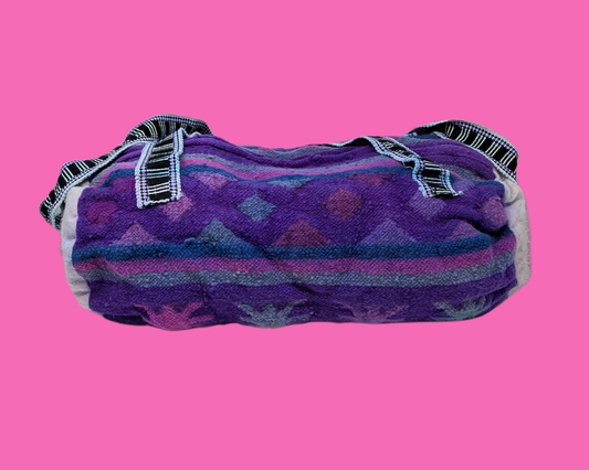 Petit sac de voyage bohème violet vintage des années 1990