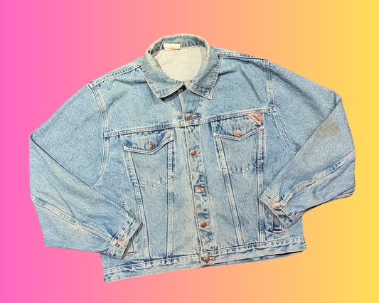 Handmade, Upcycled Seinfeld Denim Jacket Size M