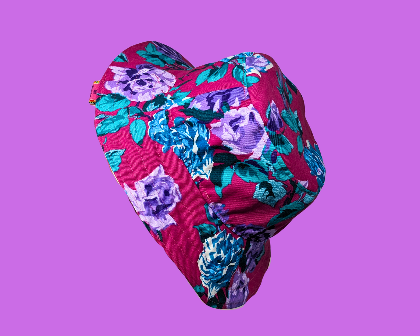 Handmade and Upcycled Pink Cats Patterned Bedsheet Reversible Bucket Hat