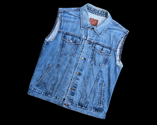 Handmade, Upcycled Judas Priest Denim Jacket/Vest Size L