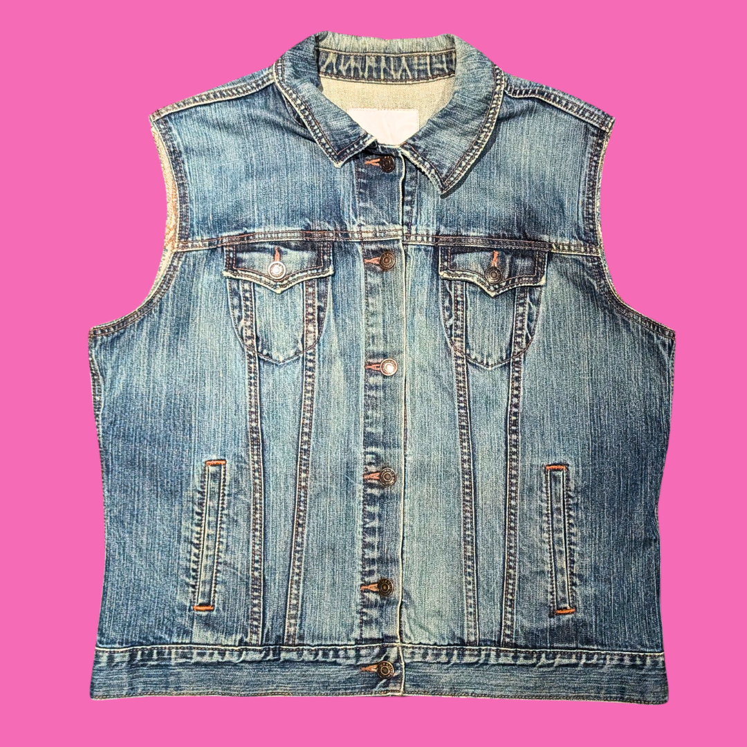 Mario Kart, Nintendo Upcycled T-Shirt Denim Sleeveless Jacket Size XXL (fit smaller)