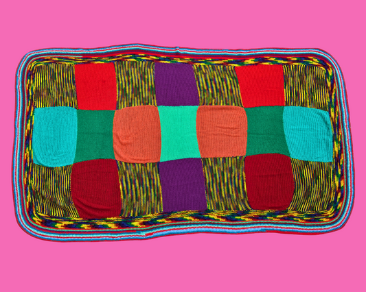 Vintage 1980's Colorful, Funky Crochet Blanket