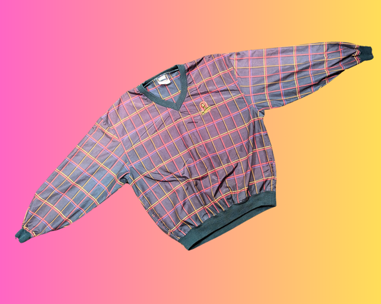Vintage 1990's Aureus Limited, La Seigneurie Plaid Winder Breaker Crewneck Size XL