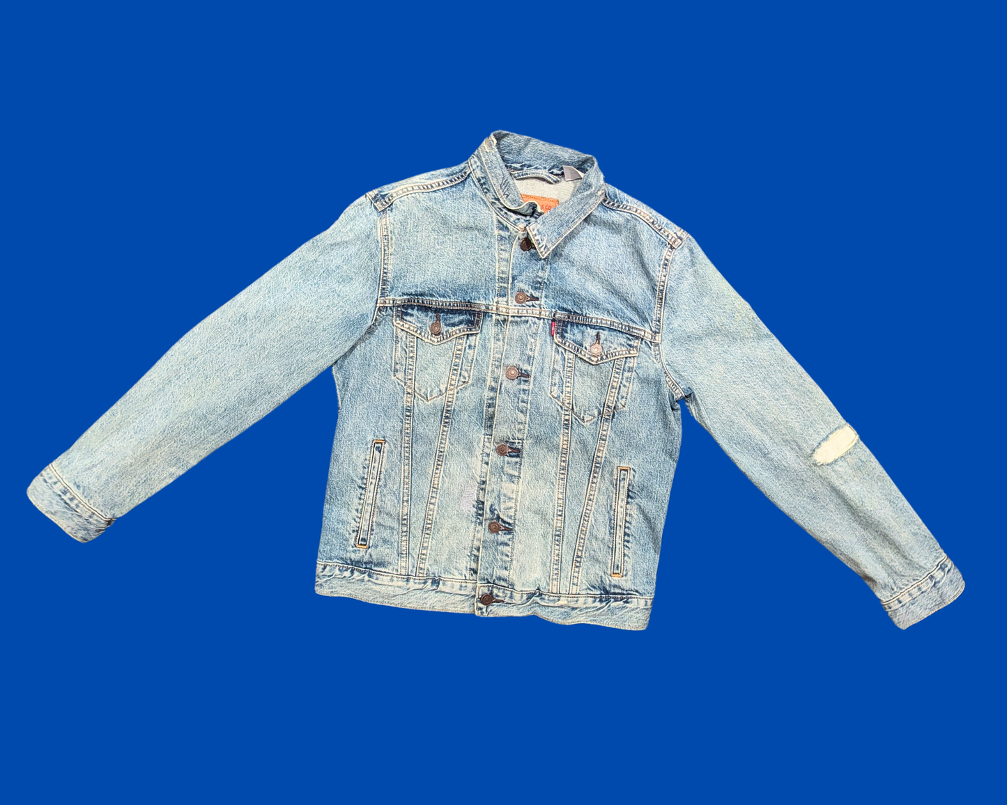 Handmade, Upcycled Denim Jacket with a Nintendo Super Mario Bros T-Shirt Size M for Men