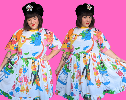 Robe t-shirt drap de lit Sesame Street, faite à la main et recyclée, taille S à XL