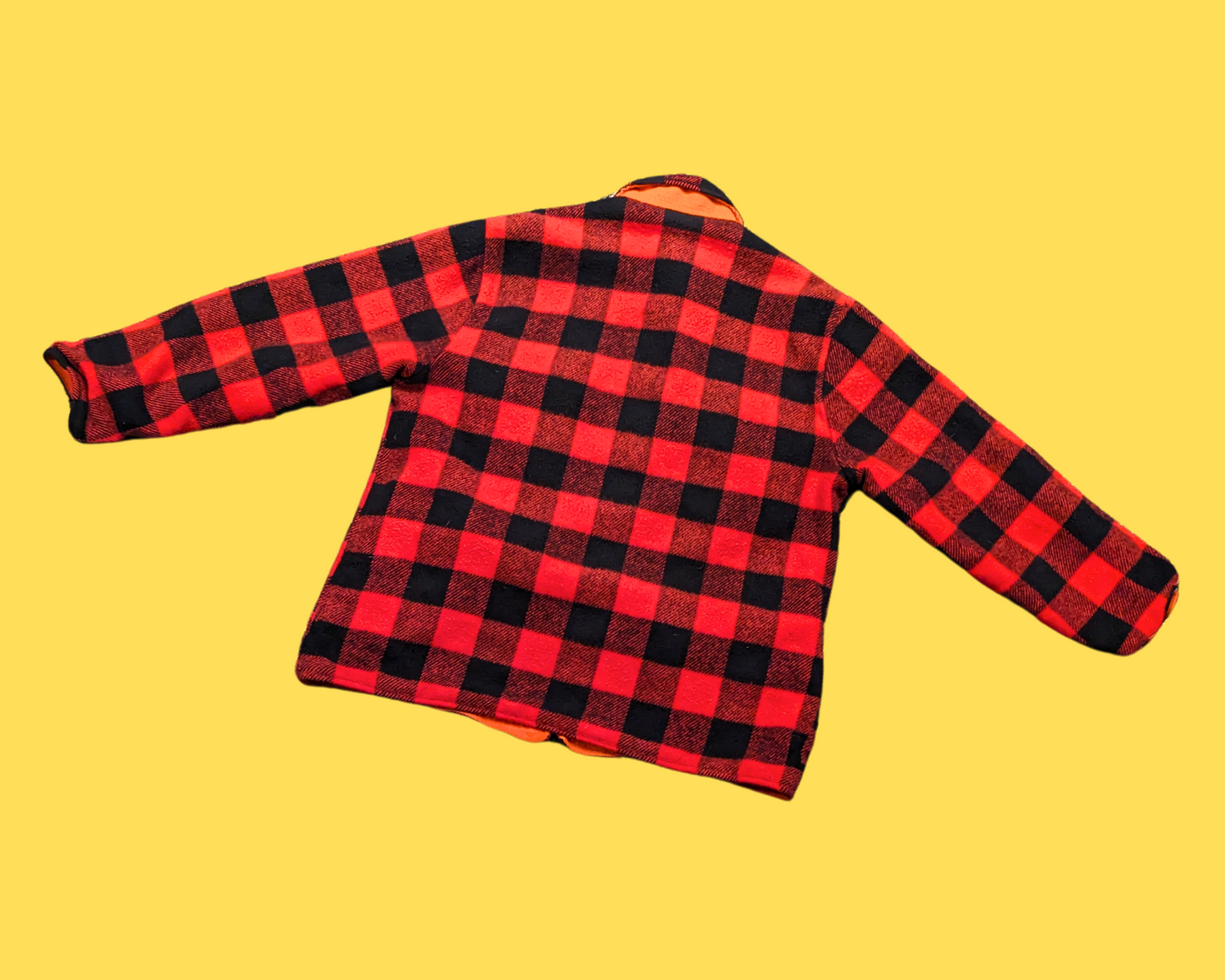 Vintage 1990's Reversible Red Plaid and Orange Lumberjack Jacket Size L