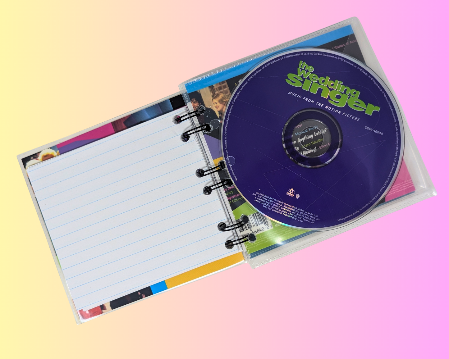 Carnet de notes CD de la bande originale de The Wedding Singer