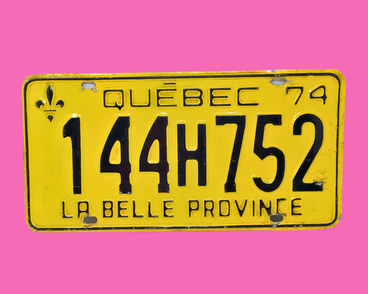 Plaque d'immatriculation vintage 1974 du Québec
