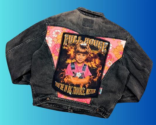 Handmade, Upcycled Black, Full House, Levi's Denim Jacket Size L