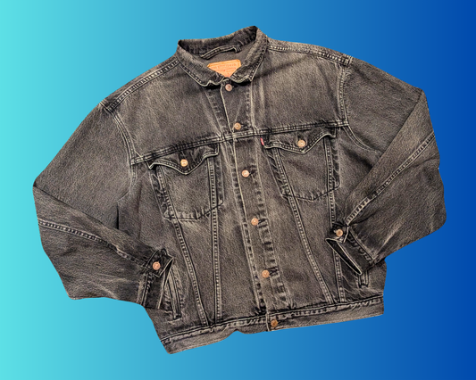 Handmade, Upcycled Black, Full House, Levi's Denim Jacket Size L