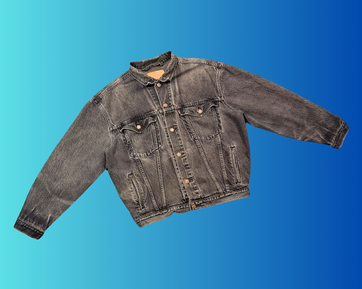 Handmade, Upcycled Black, Full House, Levi's Denim Jacket Size L