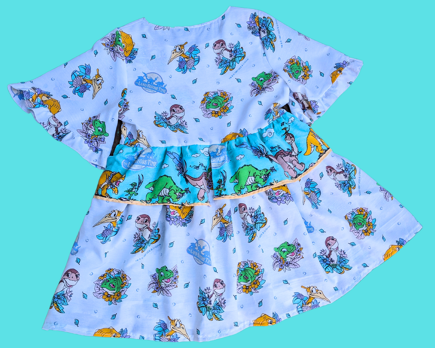 Handmade, Upcycled The Land Before Time Movie Bedsheet Dress Size L