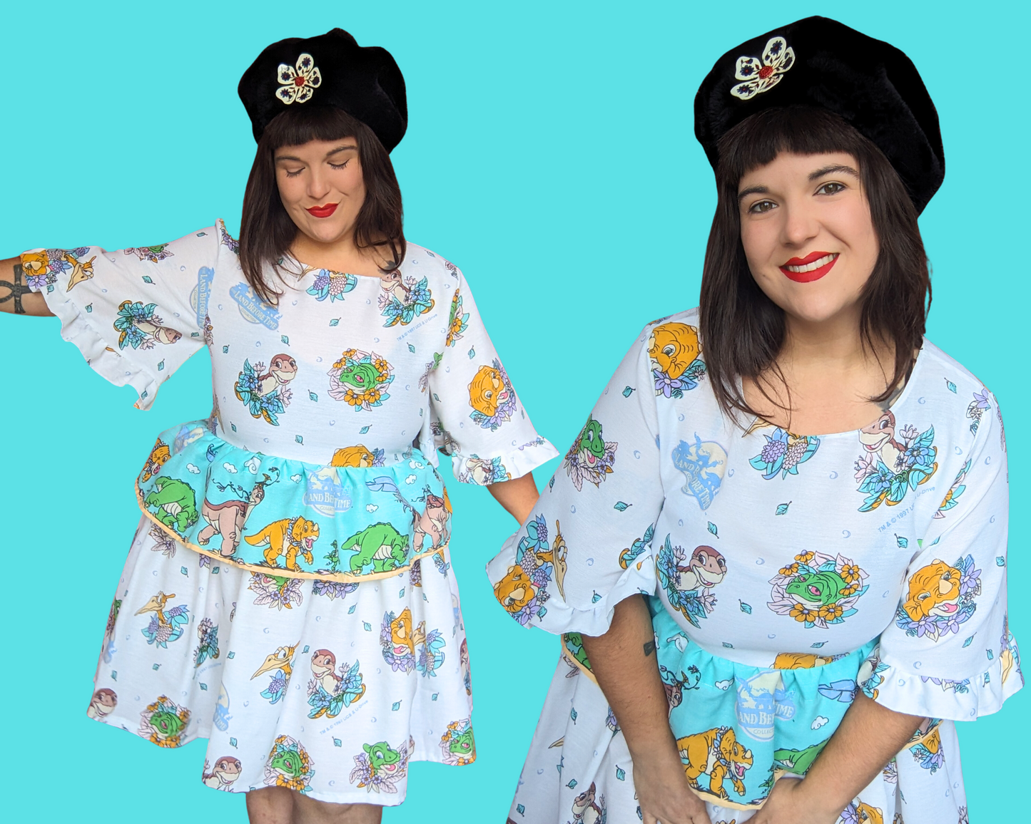 Handmade, Upcycled The Land Before Time Movie Bedsheet Dress Size L