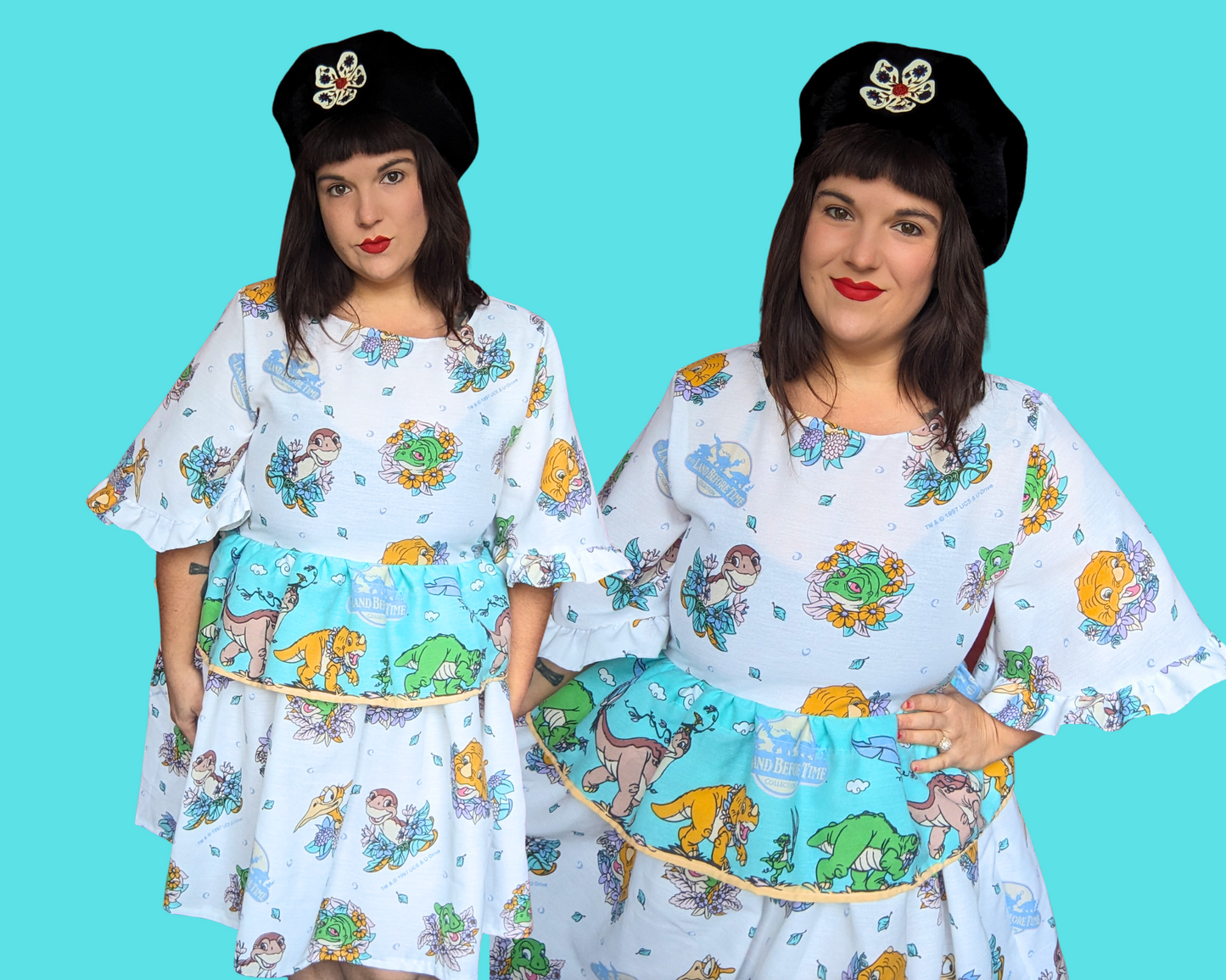 Handmade, Upcycled The Land Before Time Movie Bedsheet Dress Size L