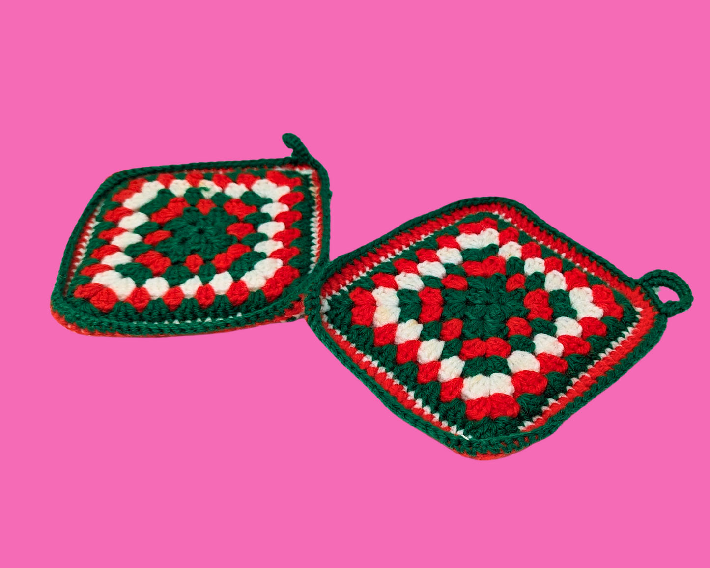 Vintage 1980's Hand Crocheted Oven Mitts