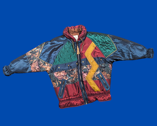 Vintage 1990's Funky and Colourful Bomber Jacket Size S