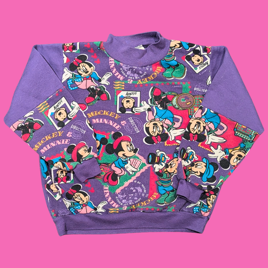 Vintage 1990's Walt Disney, Mickey Mouse Purple Sweater Size 6 Years Old