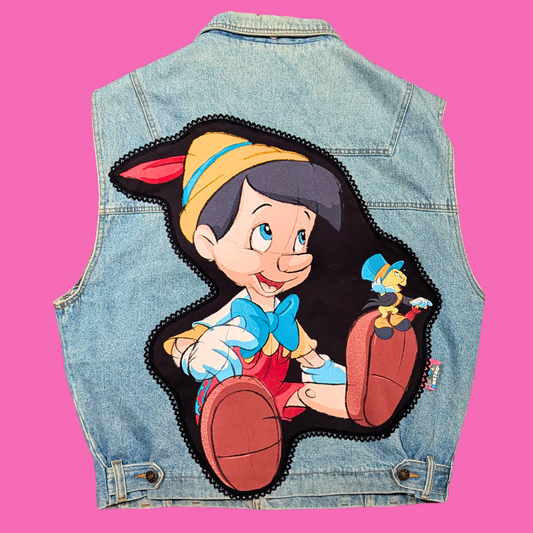 Veste/gilet en jean Pinocchio de Walt Disney, taille L pour homme