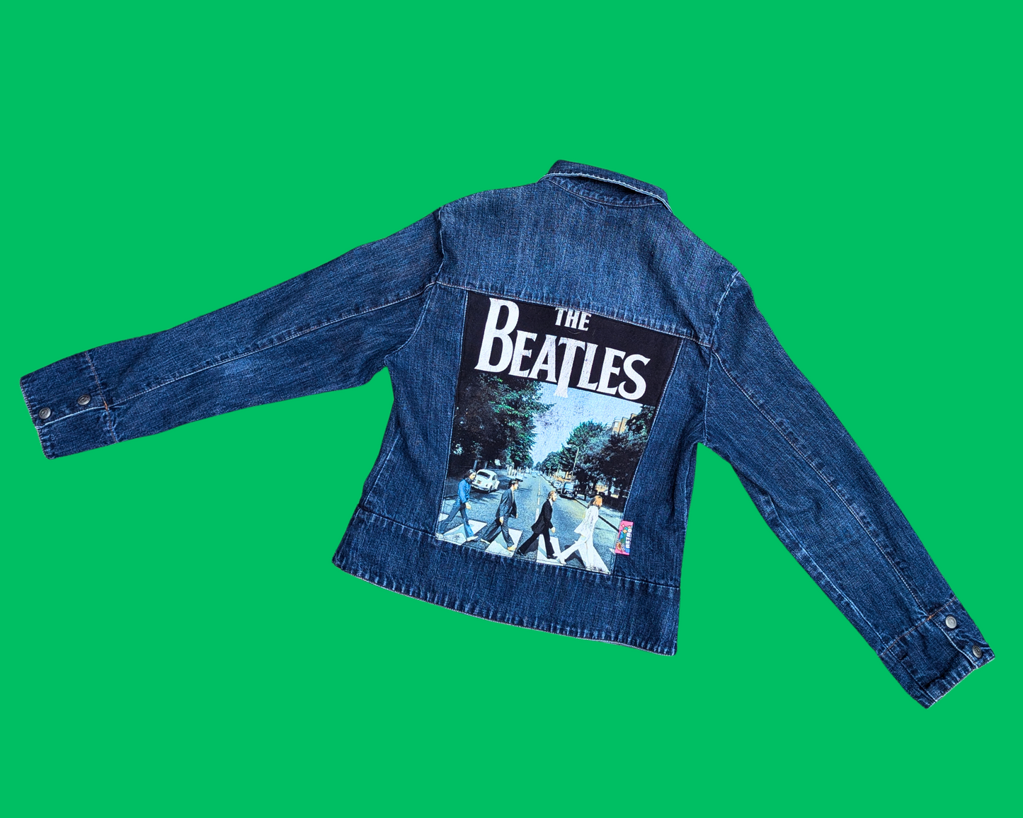 Veste en jean Abbey Road des Beatles, fabriquée à la main et recyclée, taille M