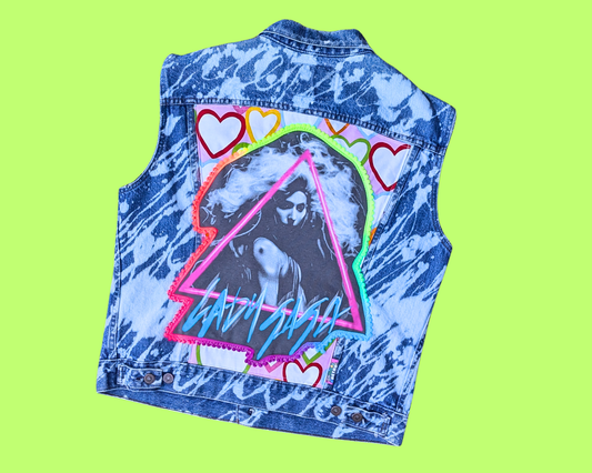 Veste/gilet en jean Levi's Lady Gaga fait main et recyclé, taille XL