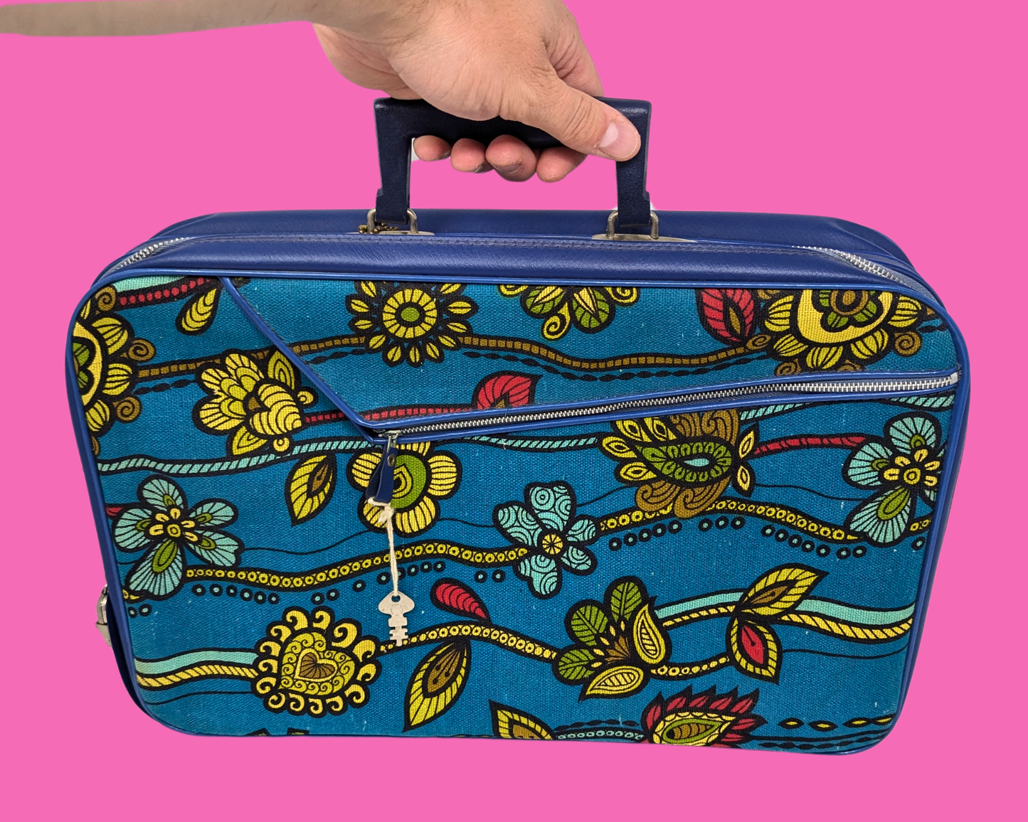 Valise vintage Groovy des années 1960 fabriquée au Japon